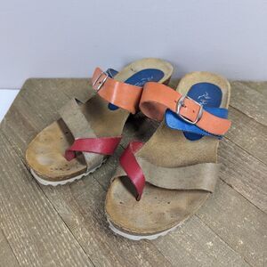 Maria Sweet Life Colorblock Leather Sandals – Size 6 – Artsy Wedge S